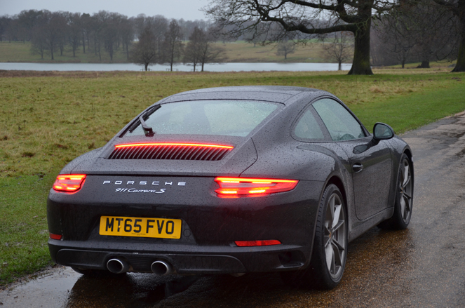 Twin inboard tail pipes of the optional sports exhaust