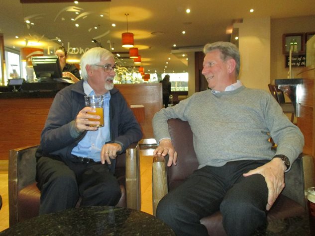 Hotel bar, Steve and Mike